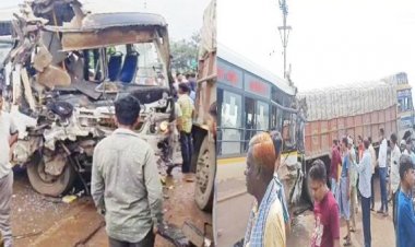 रायपुर में सड़क हादसा : ट्रक और सिटी बस के बीच जोरदार भिडंत