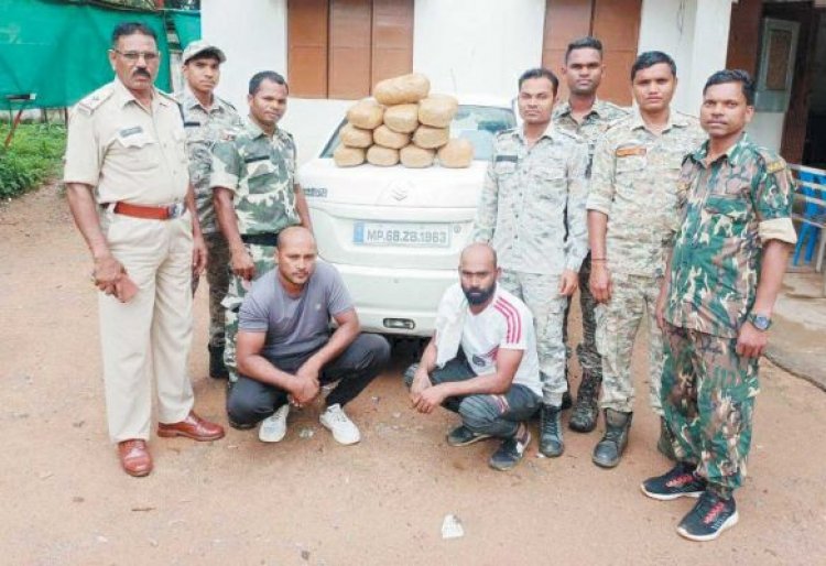 6.30 लाख का गांजा जब्त, एमपी के दो आरोपी बंदी