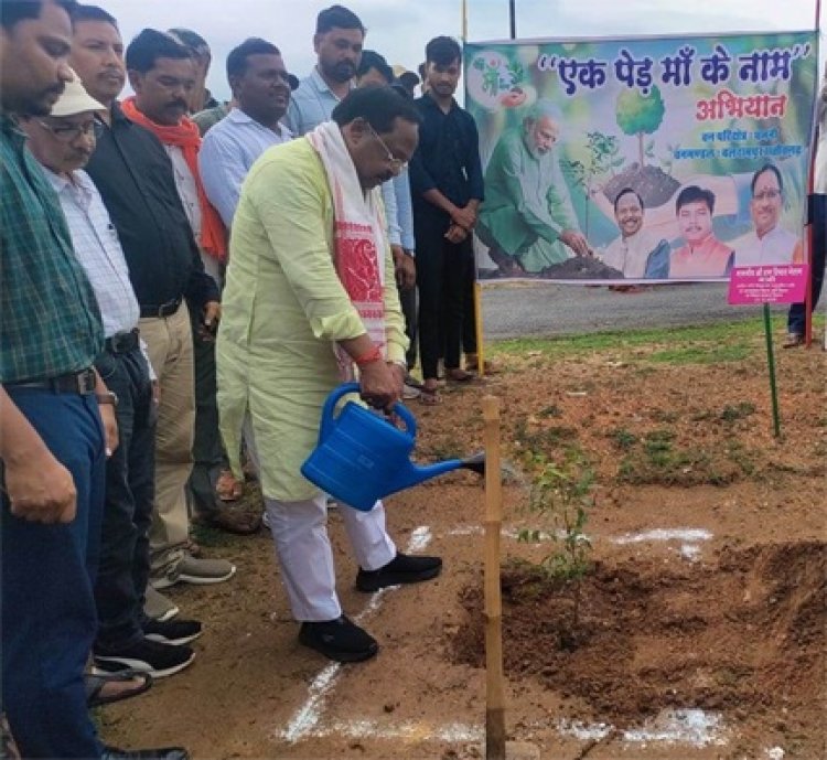 कृषि मंत्री श्री नेताम ने एक पेड़ मां के नाम अभियान के तहत किया पौधा रोपण