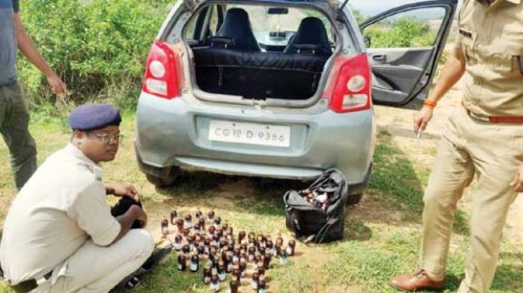 कार से नशीली सिरप जब्त, आरोपी फरार