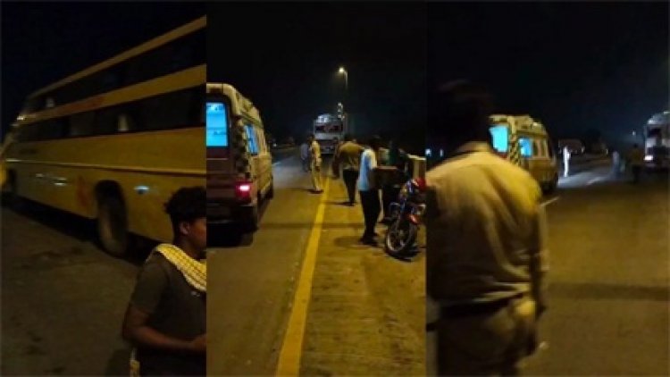 तीर्थ यात्रियों से भरी बस ट्रेलर से टकराई, ड्राइवर की मौत