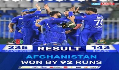 अफगानिस्तान ने बंगलादेश को 92 रनों से हराया