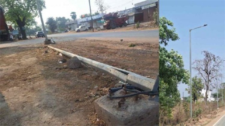 108 स्ट्रीट लाइट्स में से एक भी चालू नहीं, खंभे हो रहे धराशायी, करोड़ों खर्च के बाद भी अंधेरे में डूबे गांव