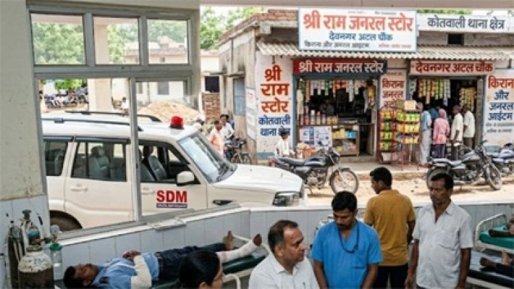 सूरजपुर में ड्राइविंग फेल: SDM की कार दुकान में जा घुसी, तीन घायल