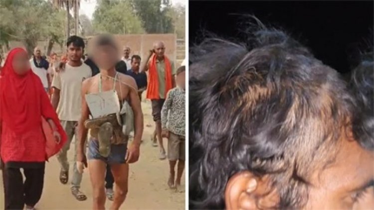 चोरी के शक में युवक को जूतों की माला पहनाकर अर्धनग्न कर पत्नी के साथ पूरे गांव में घुमाया
